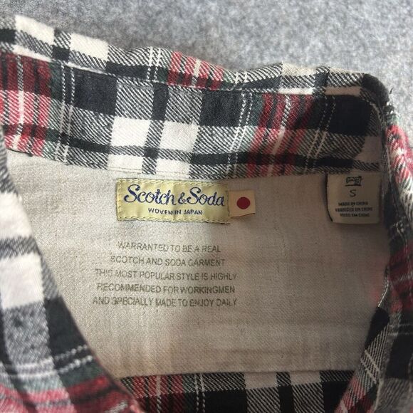 Scotch Soda Flannel Shirt Mens Small Red Plaid Button Down Woven In Japan - Picture 3 of 8
